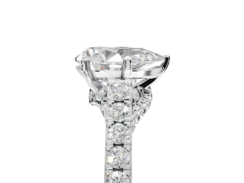 Pear-Shaped Pavé Solitaire Engagement Ring Setting | Crossover Gallery | White Gold