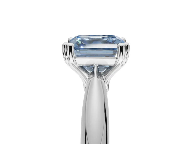 Princess Cut Tapered Solitaire Engagement Ring Setting for a Fancy Blue Lab-Grown Diamond | Sterling Silver