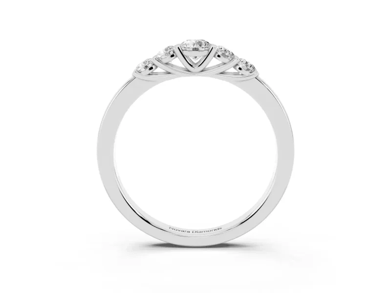 Five-Stone Round Diamond Prong-Set Half Eternity Band Set in Platinum