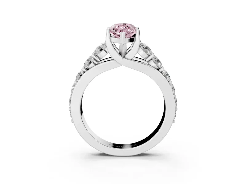 Marquise Graduated Engagement Ring Setting for a Fancy Pink Lab-Grown Diamond | White Gold