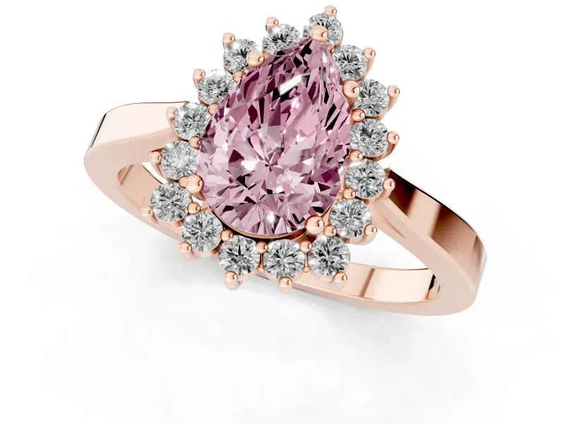 Pear-Shaped Scalloped Halo Engagement Ring Setting for a Fancy Pink Lab-Grown Diamond | Rose Gold