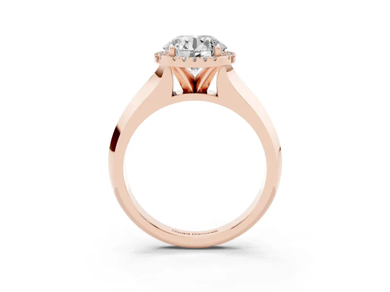 Round Halo Engagement Ring Setting | Knife-Edge Band | Rose Gold
