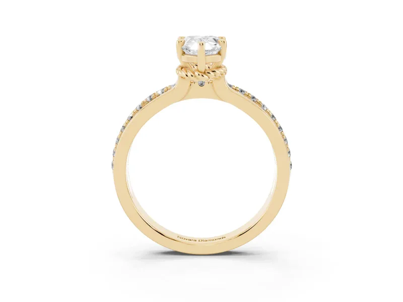Pear-Shaped Channel Set Solitaire Engagement Ring Setting | Rope Collar Head | Yellow Gold