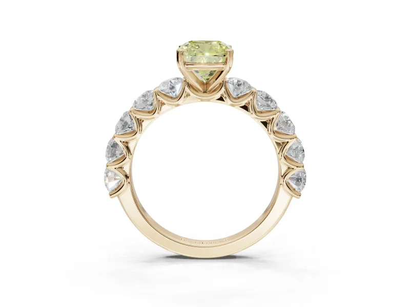 Cushion Cut Engagement Ring Setting for a Fancy Yellow Lab-Grown Diamond | Yellow Gold - Design NV-24455