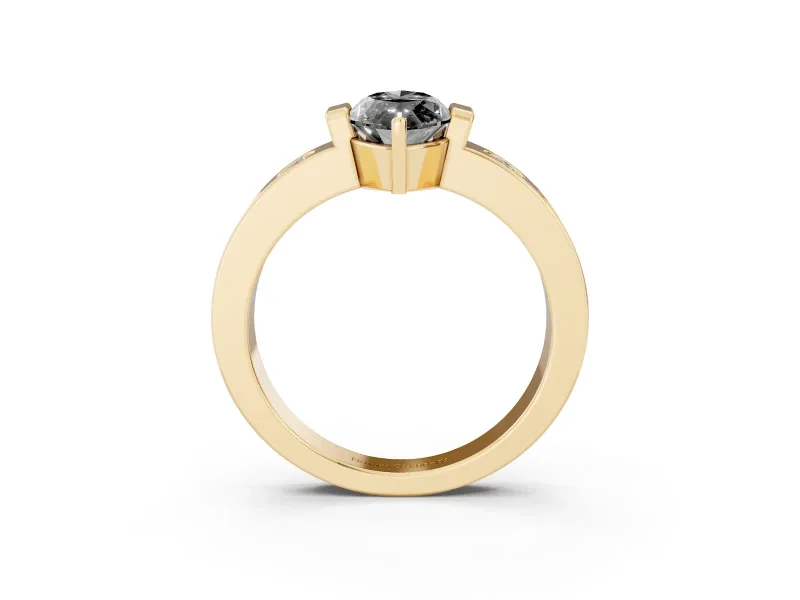 Marquise Tension Style Engagement Ring Setting for a Black Center | Flush Set Accents | Yellow Gold