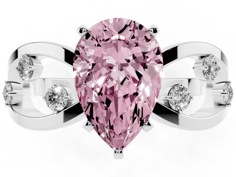 Pear-Shaped Loop Engagement Ring Setting for a Fancy Pink Lab-Grown Diamond | Platinum