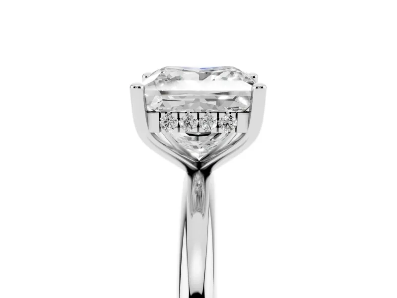 Princess Cut Diamond Solitaire Engagement Ring Set in Platinum with Prong Setting and Polished Band