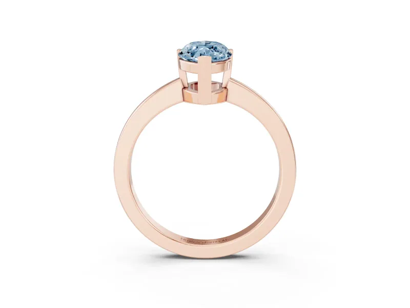 Fancy Blue Marquise Cut Diamond Solitaire Ring Set in Rose gold with Prong Head and Smooth Polished Band