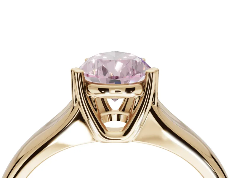 Pear-Shaped Double Claw Solitaire Engagement Ring Setting for a Fancy Pink Lab-Grown Diamond | Yellow Gold
