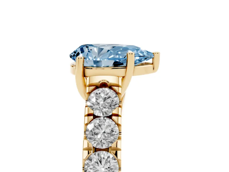 Pear-Shaped Engagement Ring Setting for a Fancy Blue Lab-Grown Diamond | Yellow Gold - Design NV-24643