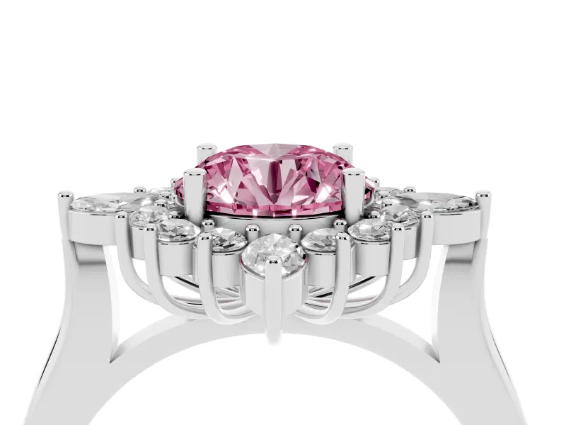 Round Engagement Ring Setting for a Fancy Pink Lab-Grown Diamond | Sterling Silver - Design NV-24790