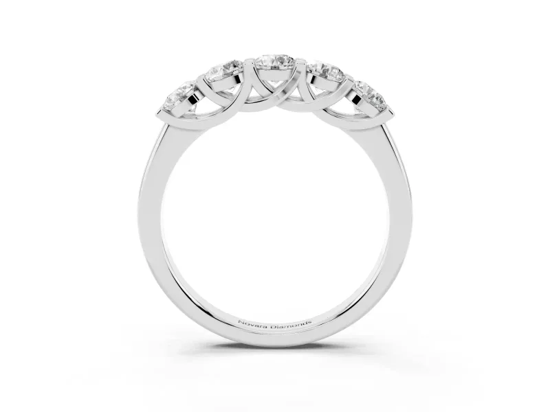 Round Diamond Half Eternity Band Set in Silver with Prong-Set Stones