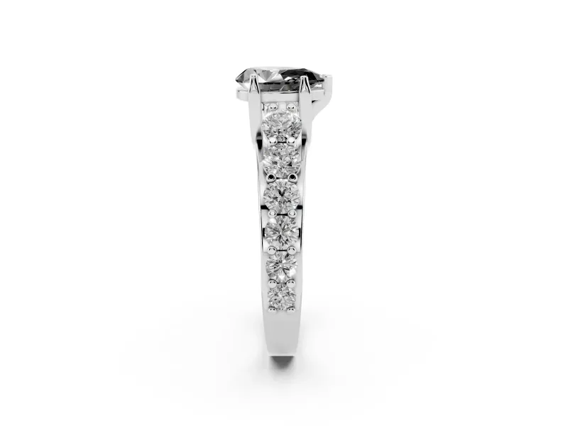 Pear-Shaped Graduated Engagement Ring Setting for a Black Center | Platinum
