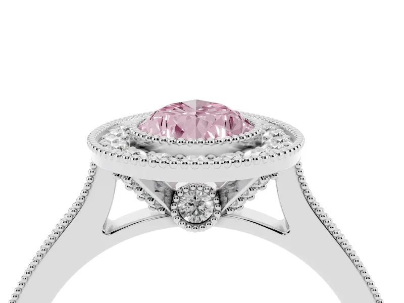 Pear-Shaped Halo Engagement Ring Setting for a Fancy Pink Lab-Grown Diamond | Sterling Silver - Design NV-24721