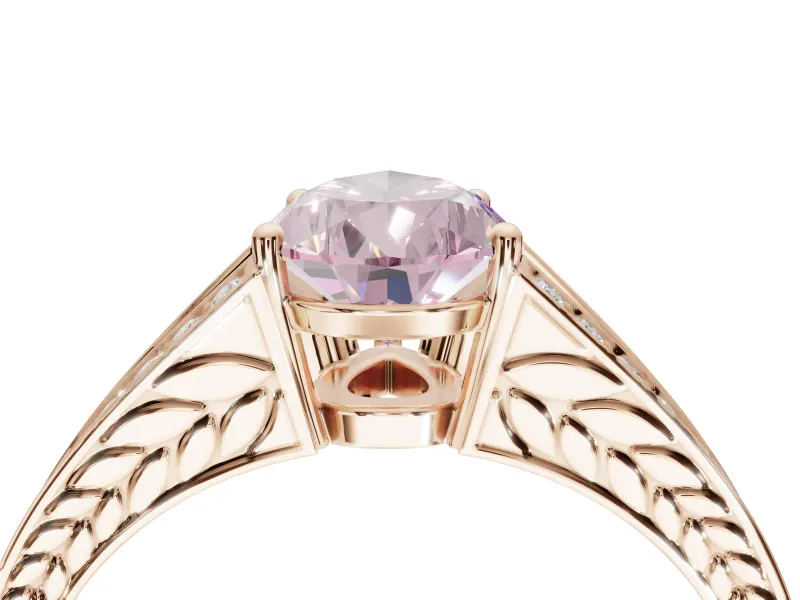 Pear-Shaped Split Shank Pavé Engagement Ring Setting for a Fancy Pink Lab-Grown Diamond | Rose Gold