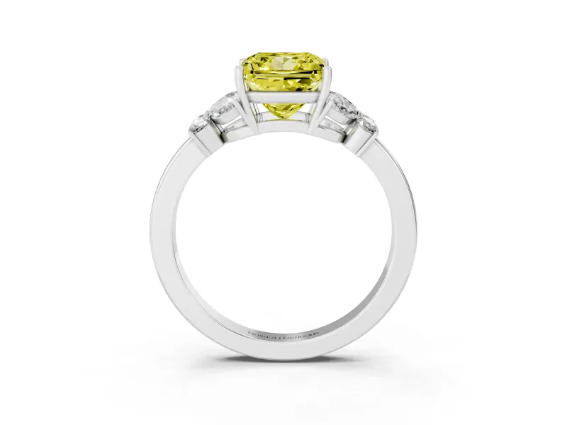 Princess Cut Petal Engagement Ring Setting for a Fancy Yellow Lab-Grown Diamond | White Gold