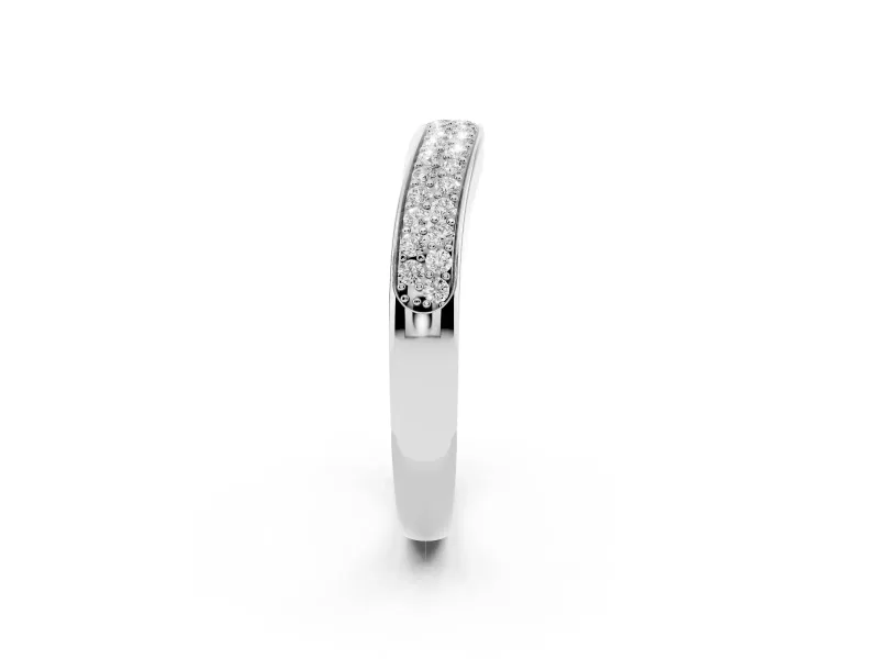 Round Diamond Pavé Contour Band Set in Silver
