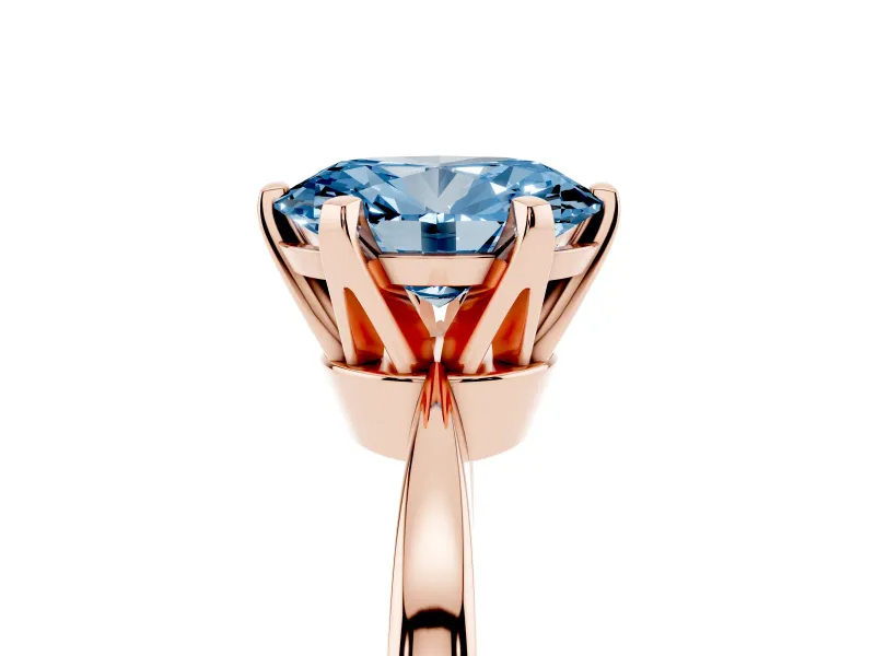 Fancy Blue Oval Cut Diamond Solitaire Engagement Ring Set in Rose gold with Slim Tapered Solitaire Band