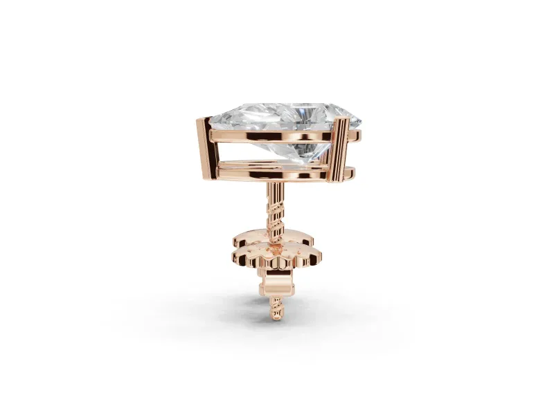 Asscher Cut Lab-Grown Diamond Solitaire Basket Stud Earrings | Open Gallery | Rose Gold