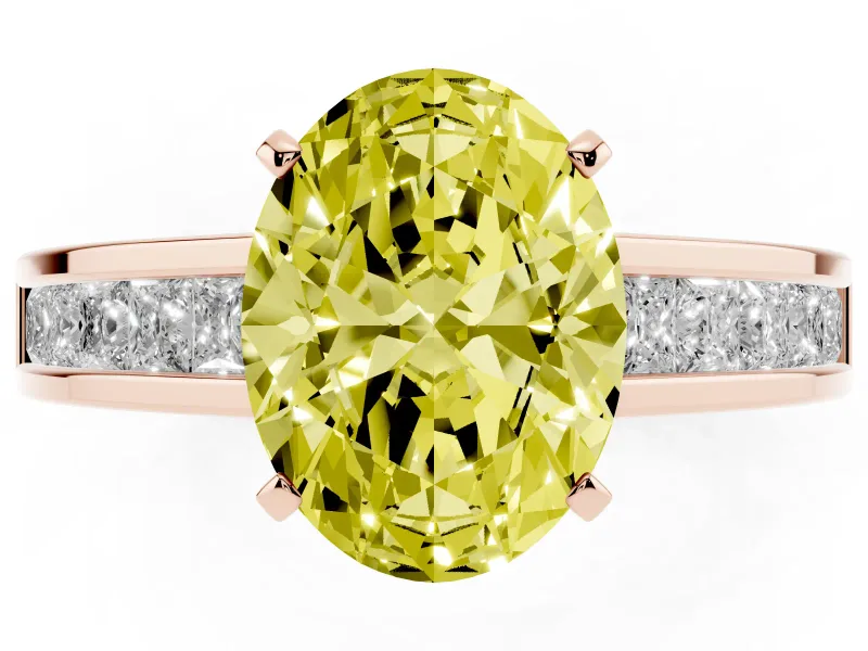 Oval Channel Set Engagement Ring Setting for a Fancy Yellow Lab-Grown Diamond | Rose Gold