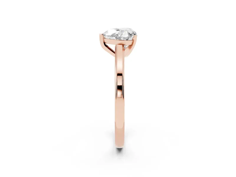 Heart-Shaped Solitaire Engagement Ring Setting | Stepped Flat Band | Rose Gold