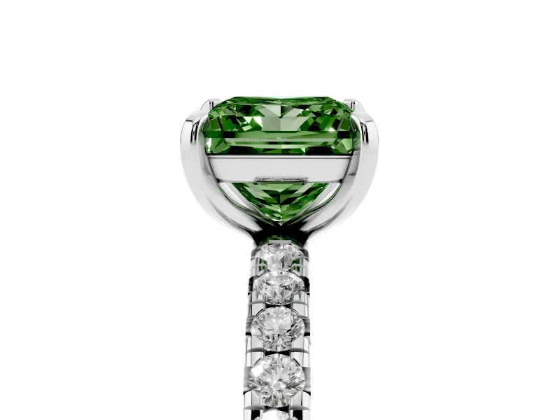 Princess Cut Engagement Ring Setting for a Fancy Green Lab-Grown Diamond | Sterling Silver - Design NV-24510