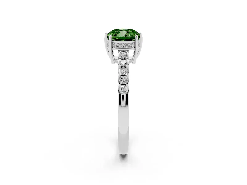 Cushion Cut Engagement Ring Setting for a Fancy Green Lab-Grown Diamond | White Gold - Design NV-24649