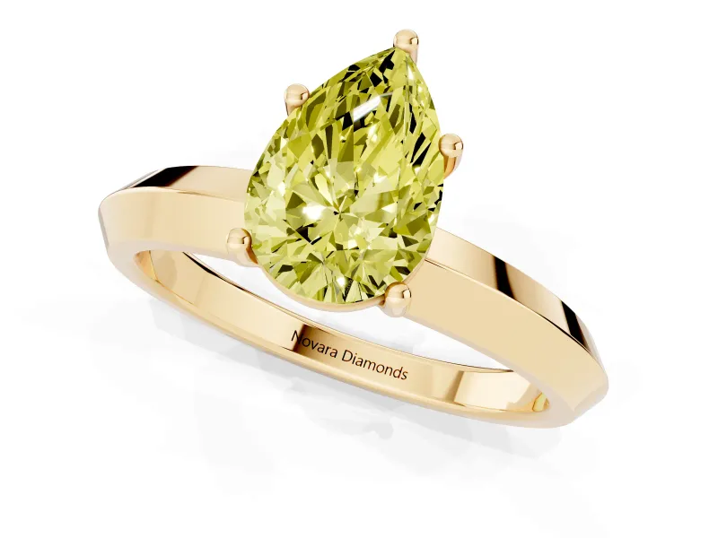 Pear-Shaped Knife-Edge Engagement Ring Setting for a Fancy Yellow Lab-Grown Diamond | Yellow Gold