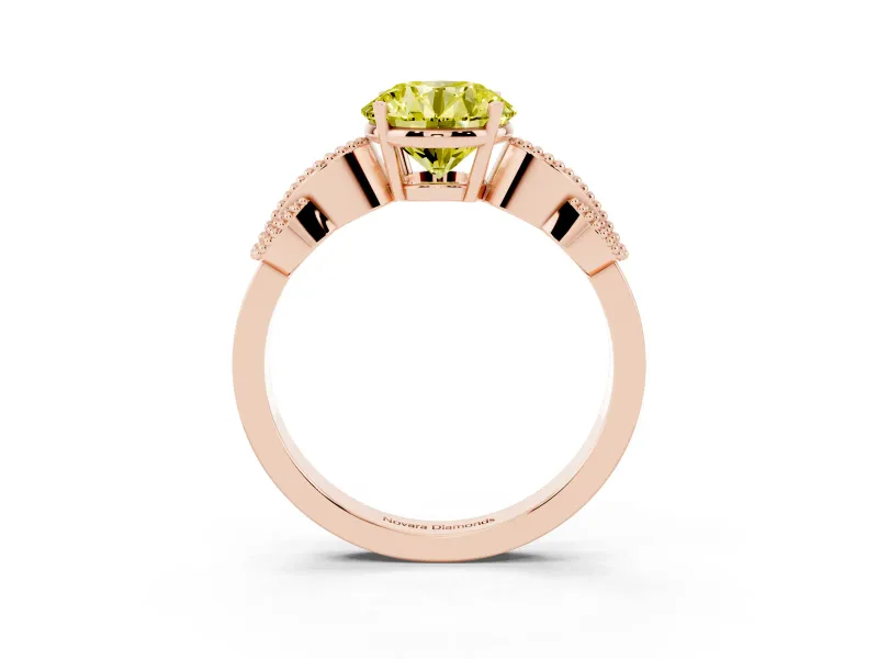Round Vintage Engagement Ring Setting for a Fancy Yellow Lab-Grown Diamond | Rose Gold