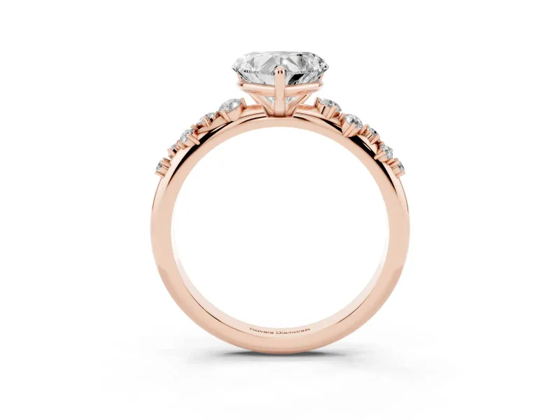 Heart Cut Diamond Cluster Solitaire Ring Set in Rose gold with Prong Setting