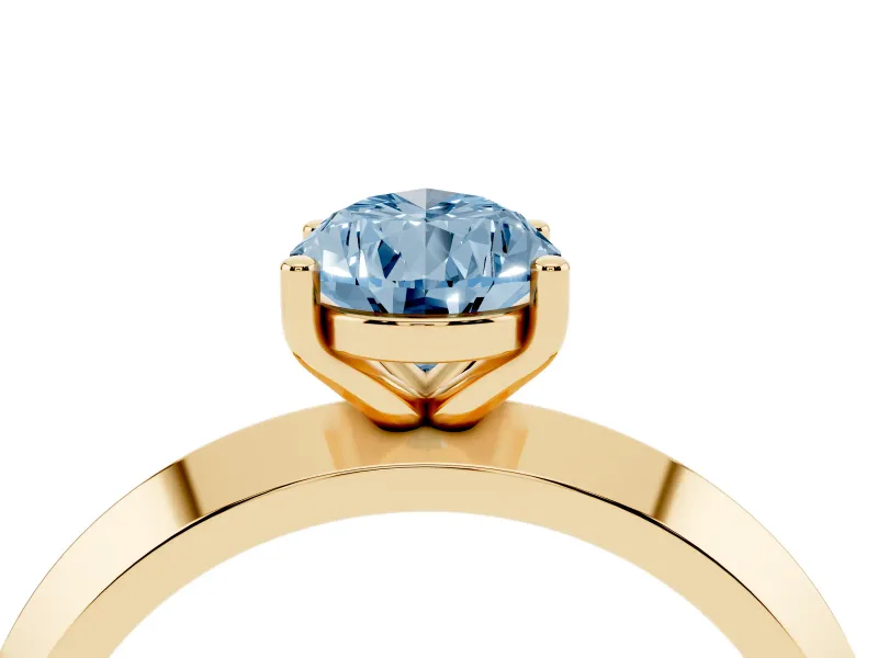 Pear-Shaped Knife-Edge Engagement Ring Setting for a Fancy Blue Lab-Grown Diamond | Yellow Gold