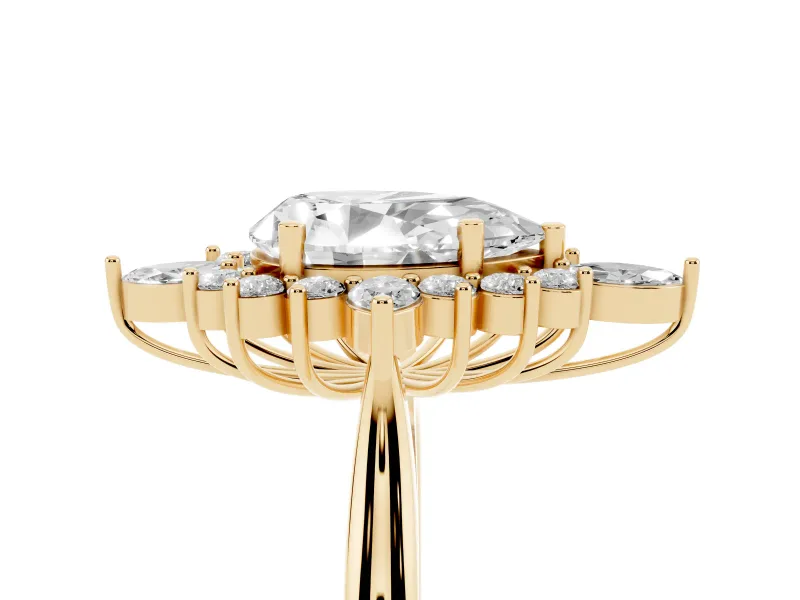 Pear-Shaped Cluster Halo Engagement Ring Setting | Yellow Gold