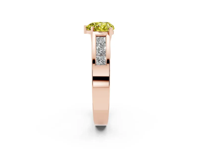 Heart-Shaped Channel-Set Engagement Ring Setting for a Fancy Yellow Lab-Grown Diamond | Rose Gold