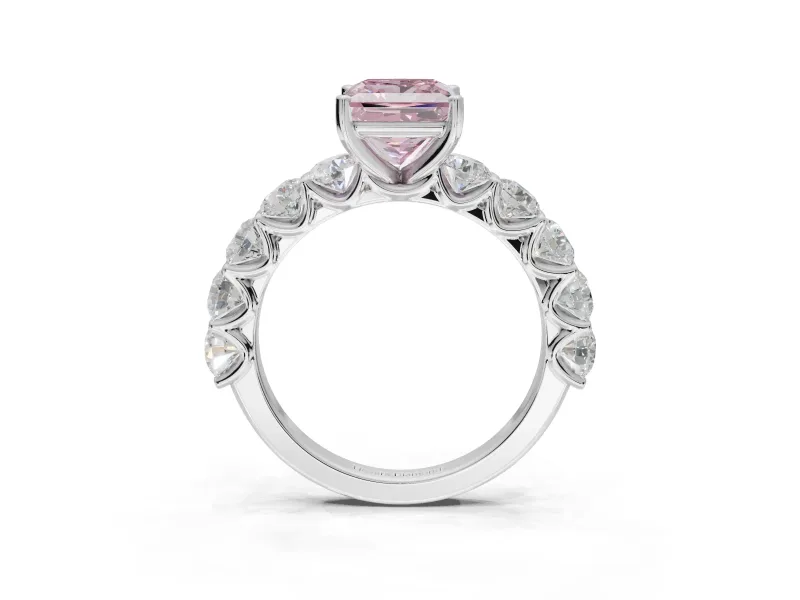 Princess Cut Engagement Ring Setting for a Fancy Pink Lab-Grown Diamond | White Gold - Design NV-24455