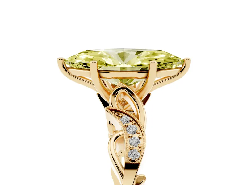 Marquise Vine Engagement Ring Setting for a Fancy Yellow Lab-Grown Diamond | Yellow Gold