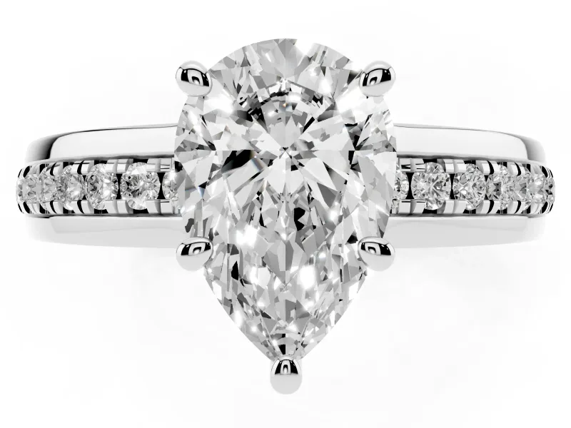Pear-Shaped Channel Set Solitaire Engagement Ring Setting | Rope Collar Head | Platinum