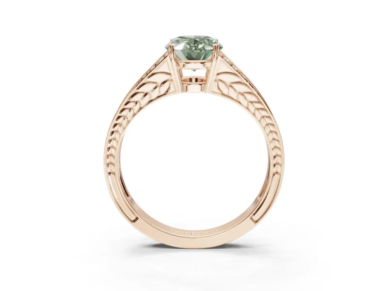Oval Split Shank Pavé Engagement Ring Setting for a Fancy Green Lab-Grown Diamond | Rose Gold