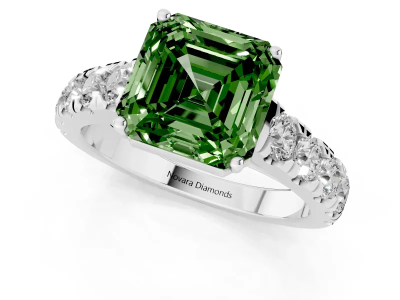 Asscher Cut Engagement Ring Setting for a Fancy Green Lab-Grown Diamond | Platinum - Design NV-24643