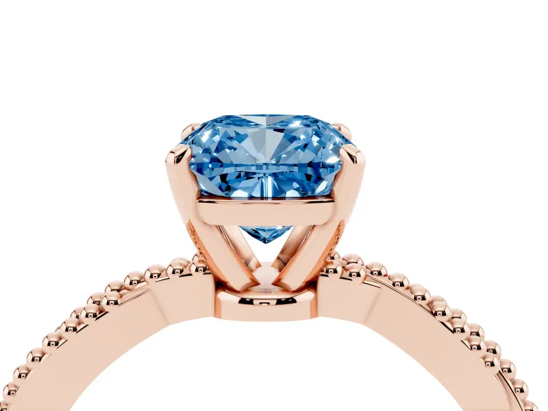 Cushion Cut Twisted Solitaire Engagement Ring Setting for a Fancy Blue Lab-Grown Diamond | Rose Gold