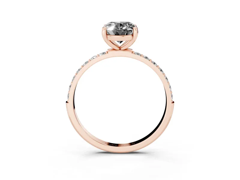 Oval Pave Solitaire Engagement Ring Setting | Rose Gold