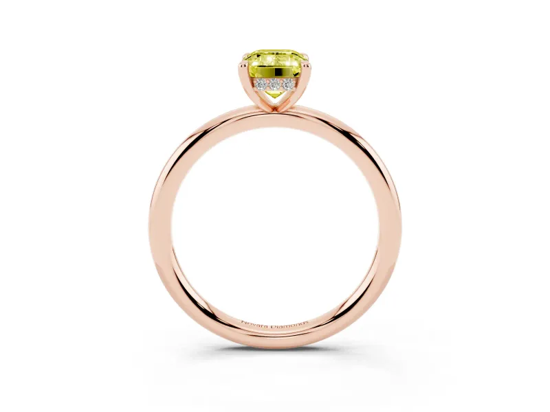 Emerald Cut Hidden Halo Ring Setting for a Fancy Yellow Lab-Grown Diamond | Rose Gold
