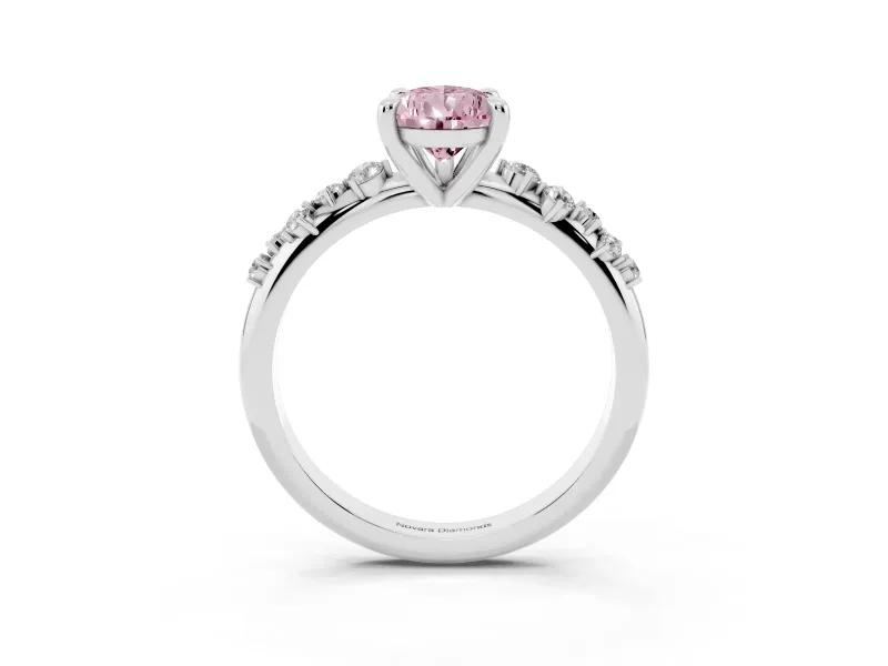 Pear-Shaped Graduated Accent Engagement Ring Setting for a Fancy Pink Lab-Grown Diamond | Platinum