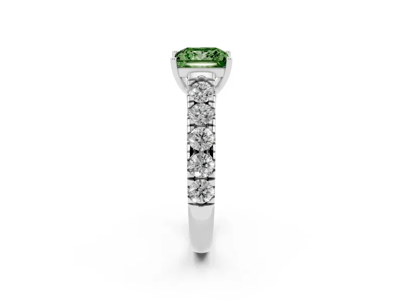 Princess Cut Engagement Ring Setting for a Fancy Green Lab-Grown Diamond | Platinum - Design NV-24643