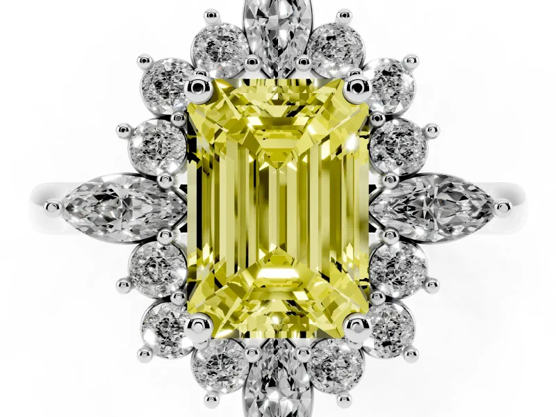 Emerald Cut Engagement Ring Setting for a Fancy Yellow Lab-Grown Diamond | Platinum - Design NV-24790