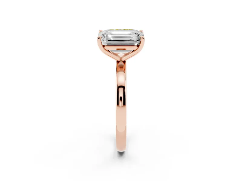 Fancy Yellow Radiant Cut and Emerald Cut Toi Moi Ring Set in Rose gold with Prong Setting