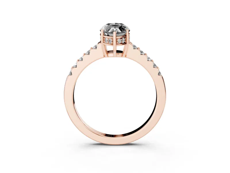 Marquise Hidden Halo Engagement Ring Setting for a Black Center | Rose Gold