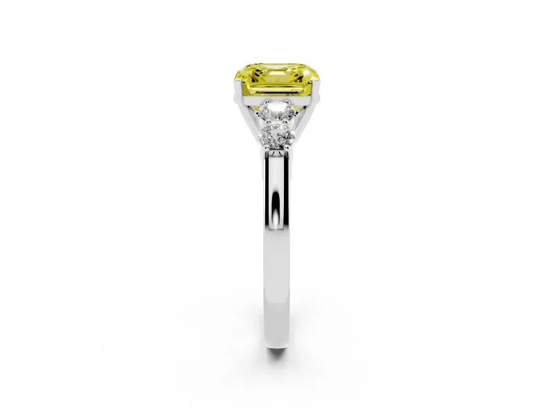 Asscher Cut Close Set Five Stone Engagement Ring Setting for a Fancy Yellow Lab-Grown Diamond | Sterling Silver
