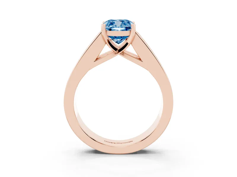 Cushion Cut Channel-Set Engagement Ring Setting for a Fancy Blue Lab-Grown Diamond | Rose Gold