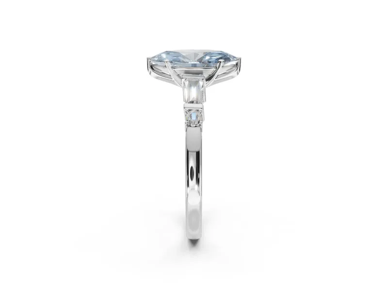 Marquise Tapered Baguette Engagement Ring Setting for a Fancy Blue Lab-Grown Diamond | White Gold