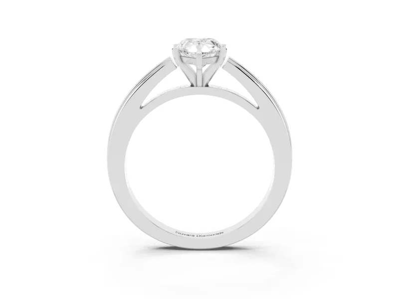 Pear Cut Diamond Solitaire Ring Set in Platinum with Prong Setting and Classic Band